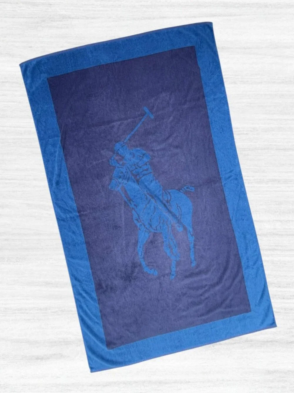 Polo Ralph Lauren Big Pony Blue Colorblock Beach Towel 100% Cotton 40